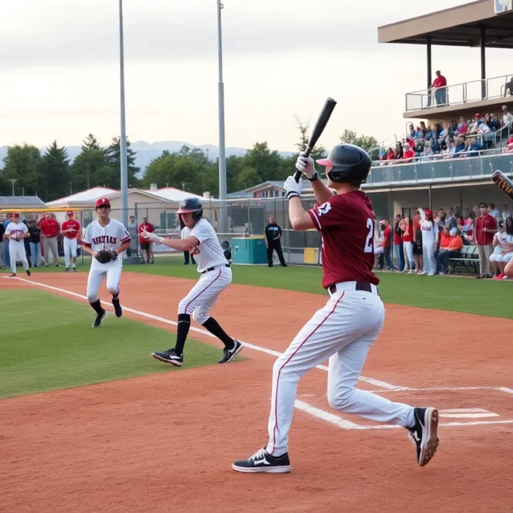 High school baseball players in action in Southern California