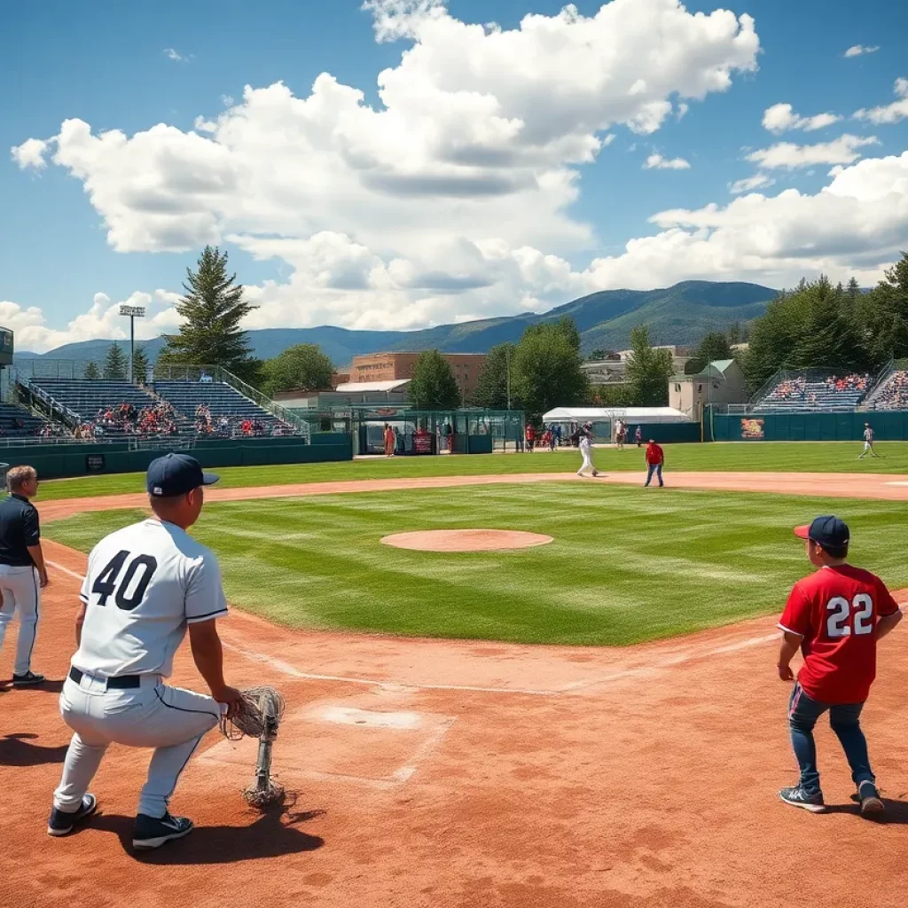 Players at the high school baseball showcase in Missoula