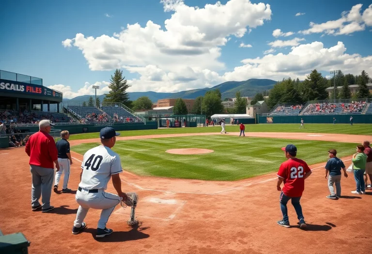 Players at the high school baseball showcase in Missoula