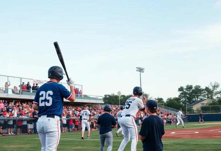 Players celebrating a win in high school baseball