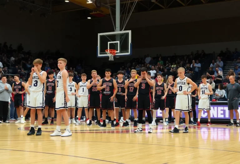 Northville High School basketball players in an emotional moment after the championship game.