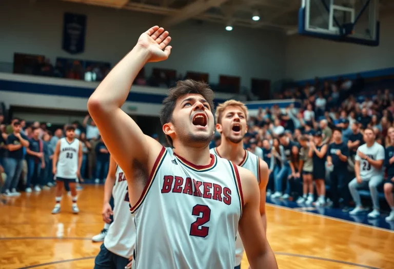 Intense moment during a high school basketball game