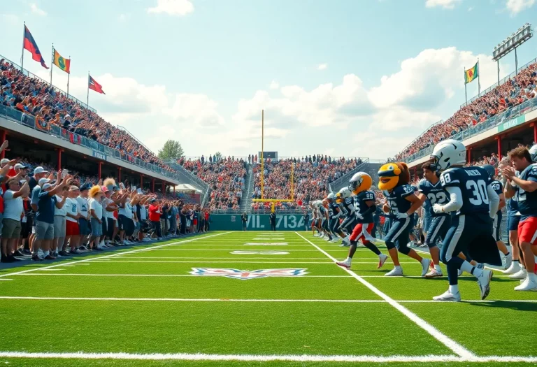 High school football players in action on the field