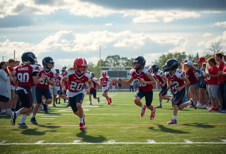 A dynamic game of high school football featuring young athletes in action