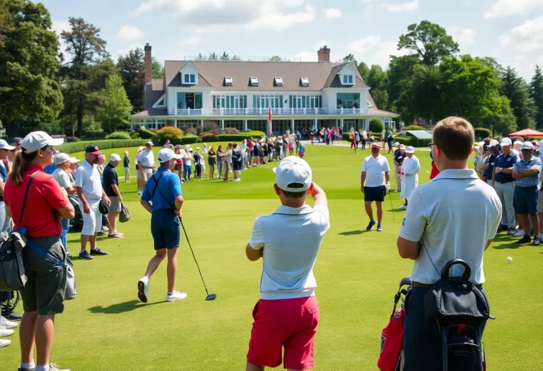Golf tournament scene at Florence Country Club with young players and spectators