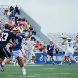 Exciting high school lacrosse match in progress
