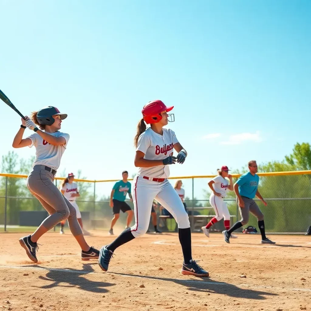 High school softball players competing in a game during the postseason.