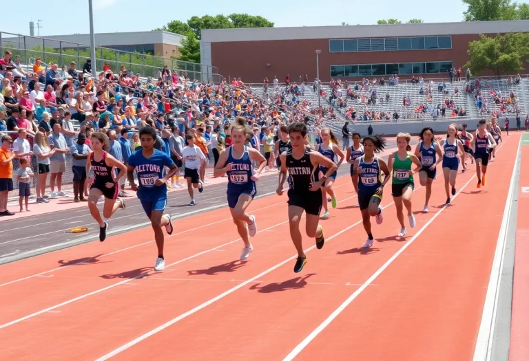 High school athletes competing in track and field events