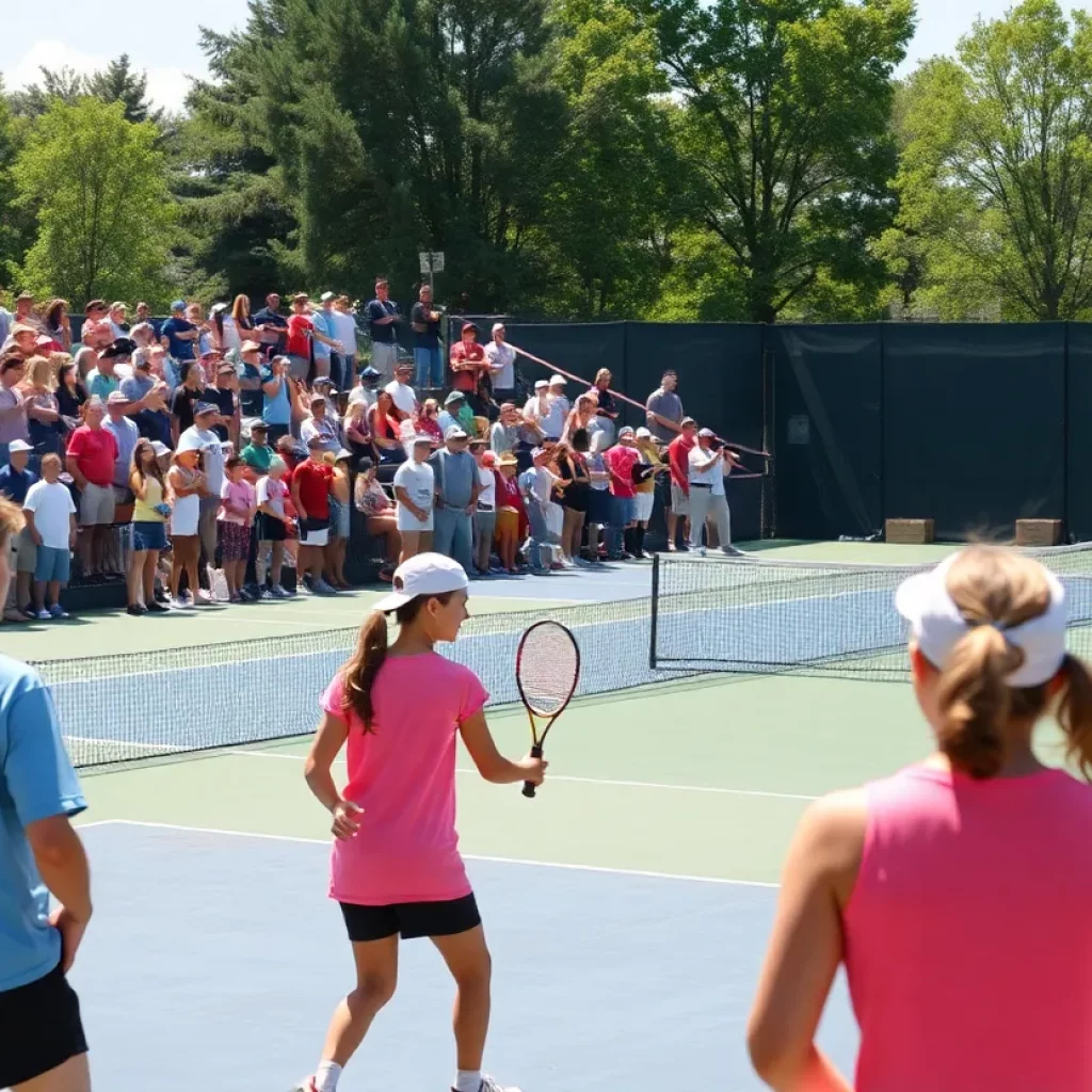 Hoover High School tennis teams in action during the state tournament.