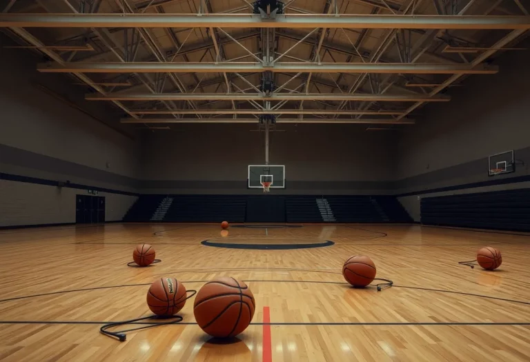 Empty gymnasium representing the aftermath of a tragic shooting