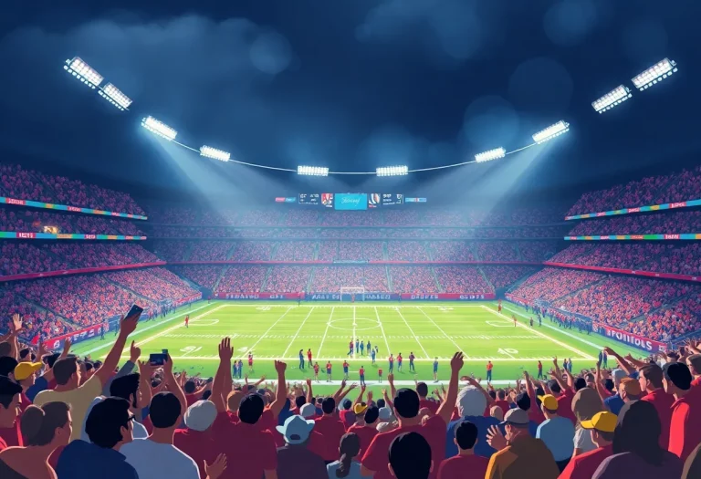 Football fans cheering for the Hunter Wolverines during a game