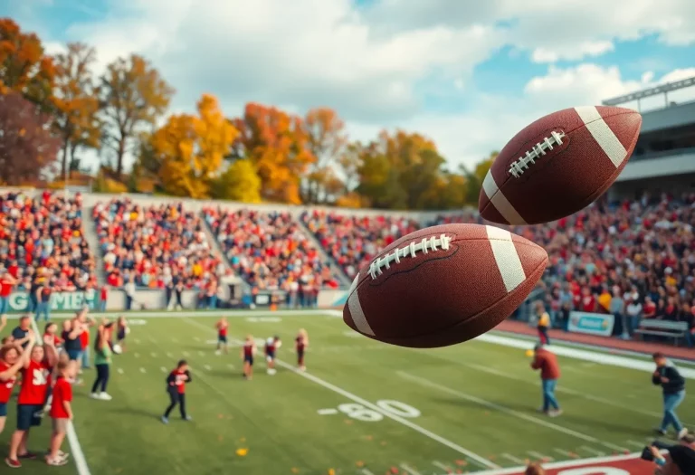 A football stadium during a high school football game in Iowa City