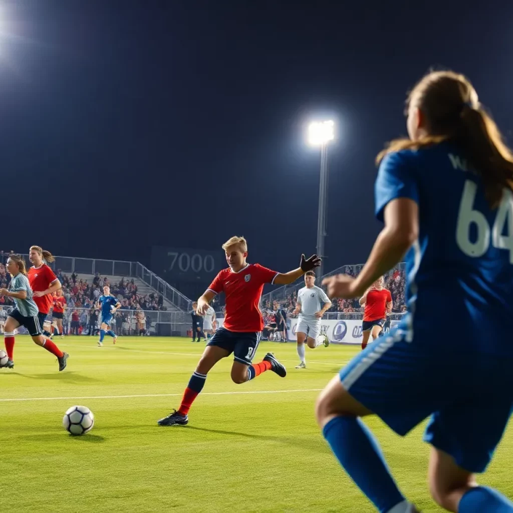 Kelly Walsh players competing fiercely in high school soccer match