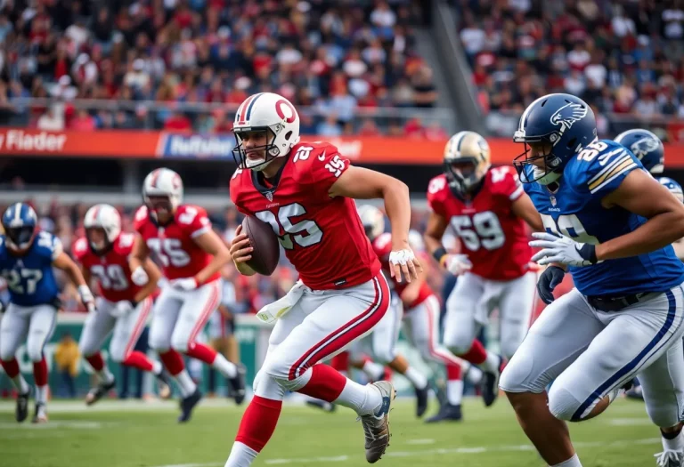 Football player in action during a game