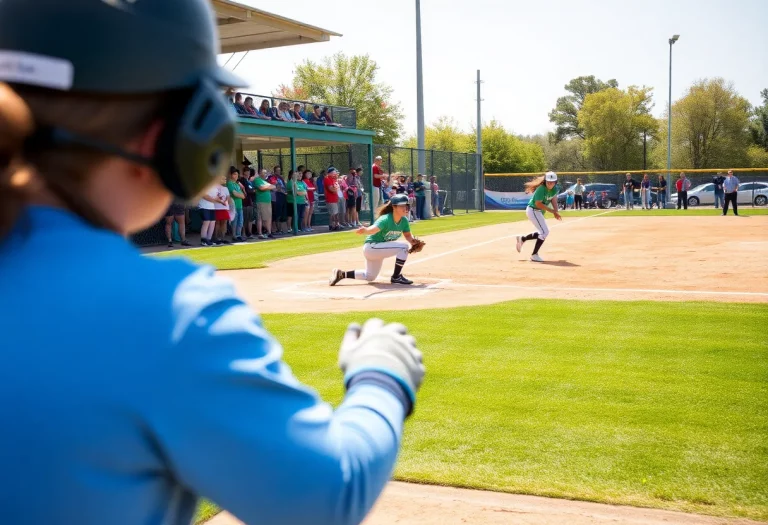 High school softball game in Kenosha with players in action