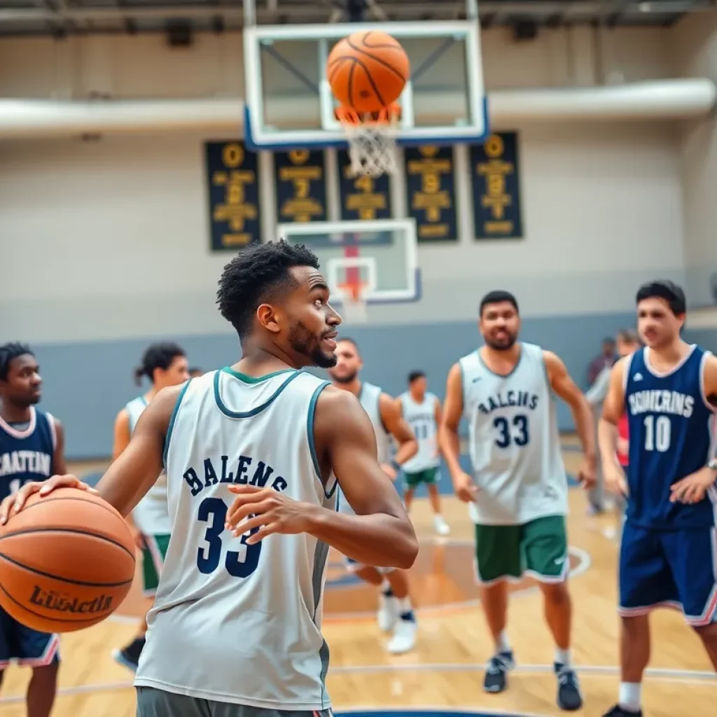 Kimberly High School basketball players competing on the court
