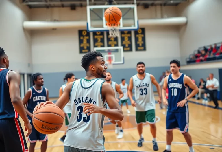 Kimberly High School basketball players competing on the court