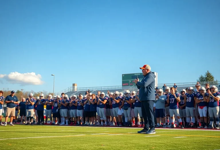 Community members cheering at a high school football game