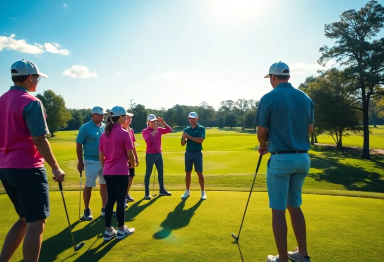 Girls' golf team practicing on the course