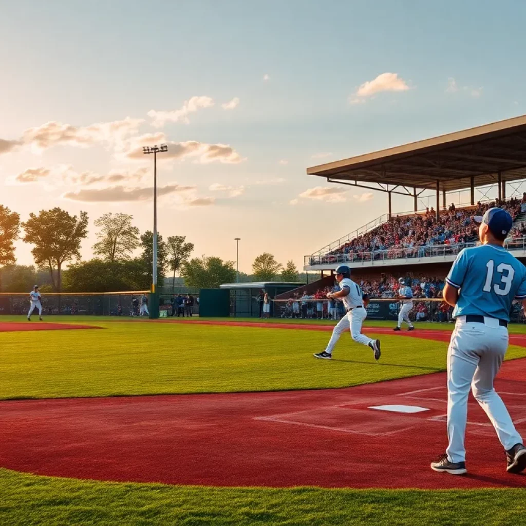 Lincoln East high school baseball players in action on the field.