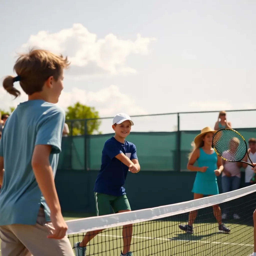 Youth tennis players competing in Long Island
