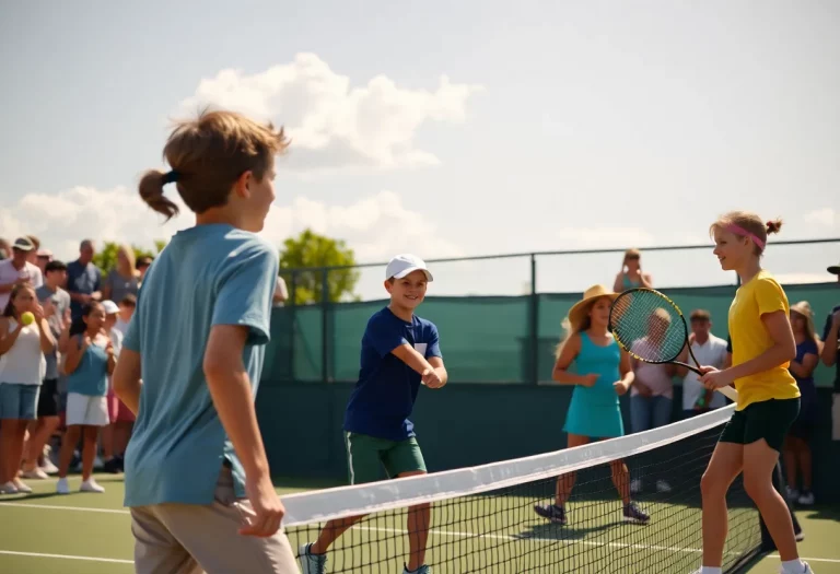 Youth tennis players competing in Long Island