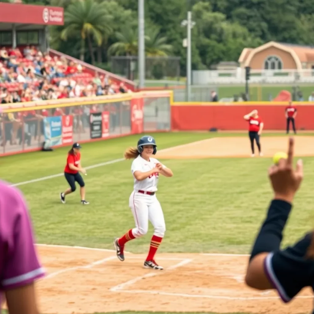 Softball game in Los Angeles high school