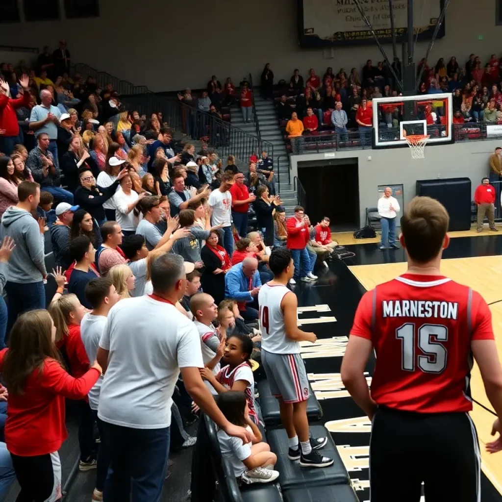 High school basketball players in a competitive game in Maine.