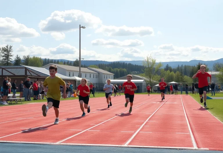 Young athletes participating in a track and field event in Maple Grove, NY