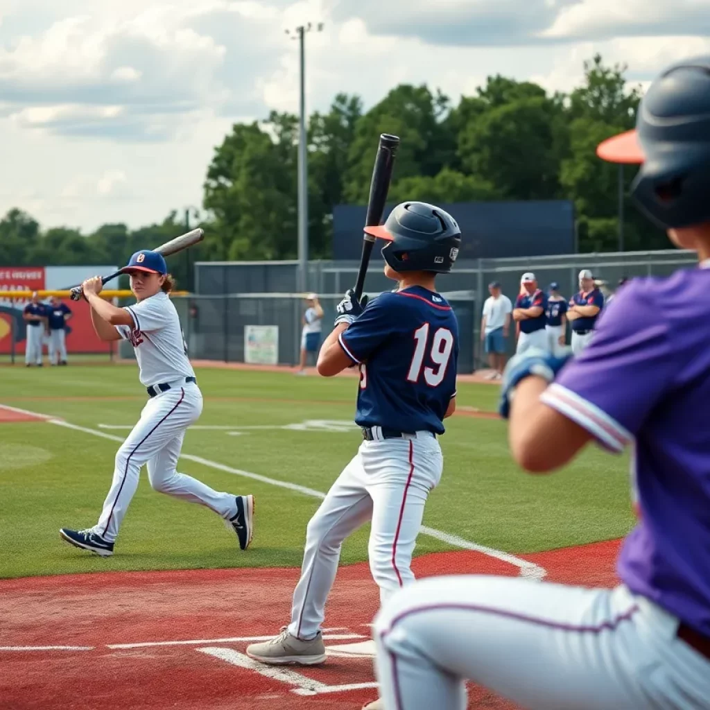 Young baseball players competing in a high school game in Maryland.