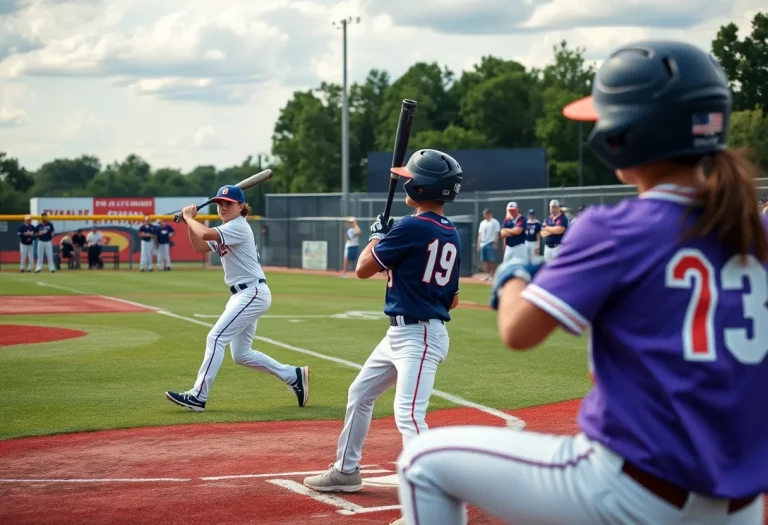 Young baseball players competing in a high school game in Maryland.