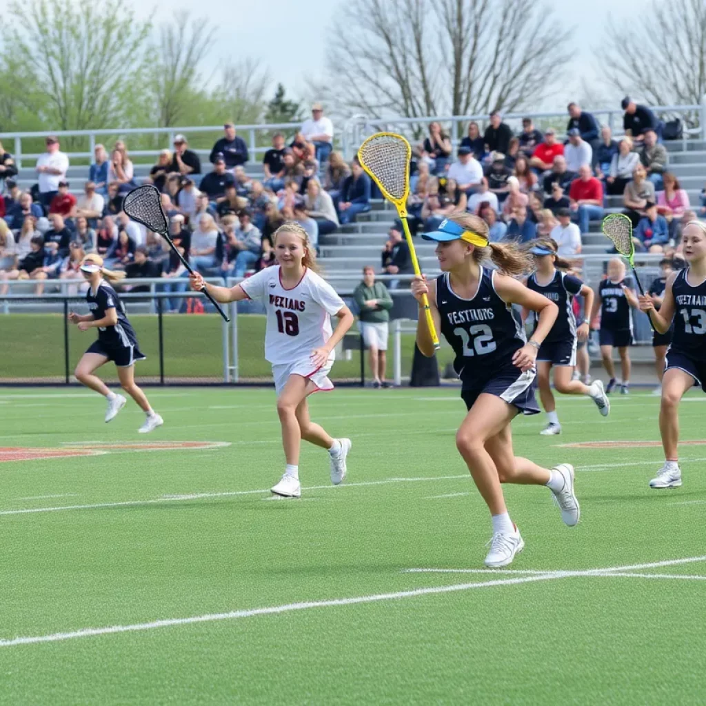 High school lacrosse players compete on the field in Maryland