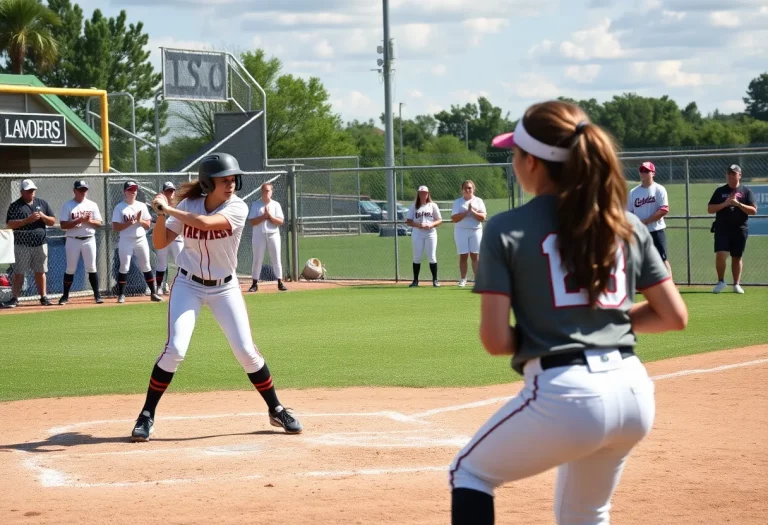 Melissa Cardinals softball team playing in a game
