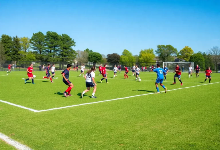 High school soccer players competing on the field in Michigan.