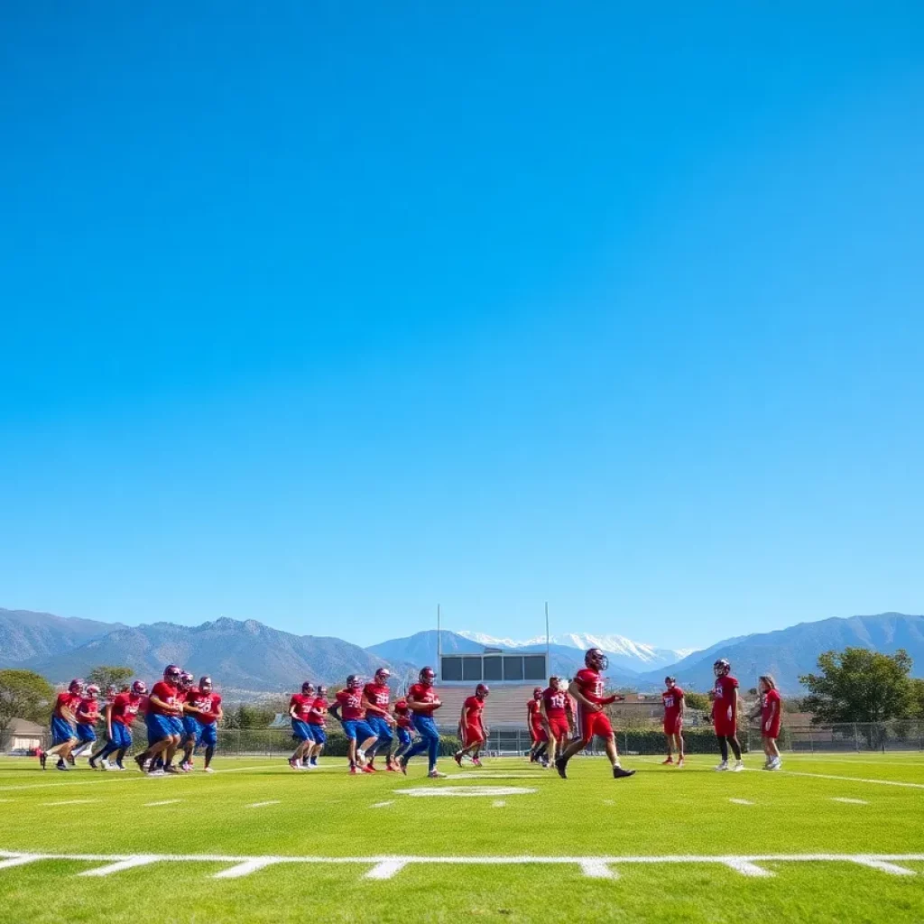 Middle Park High School junior varsity football team on the field