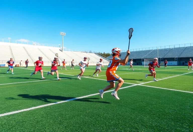 Students playing lacrosse on a new field at Middle Park High School