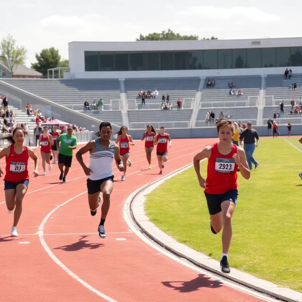 Athletes competing at the Midland Roundtable Top 10 Track and Field Meet