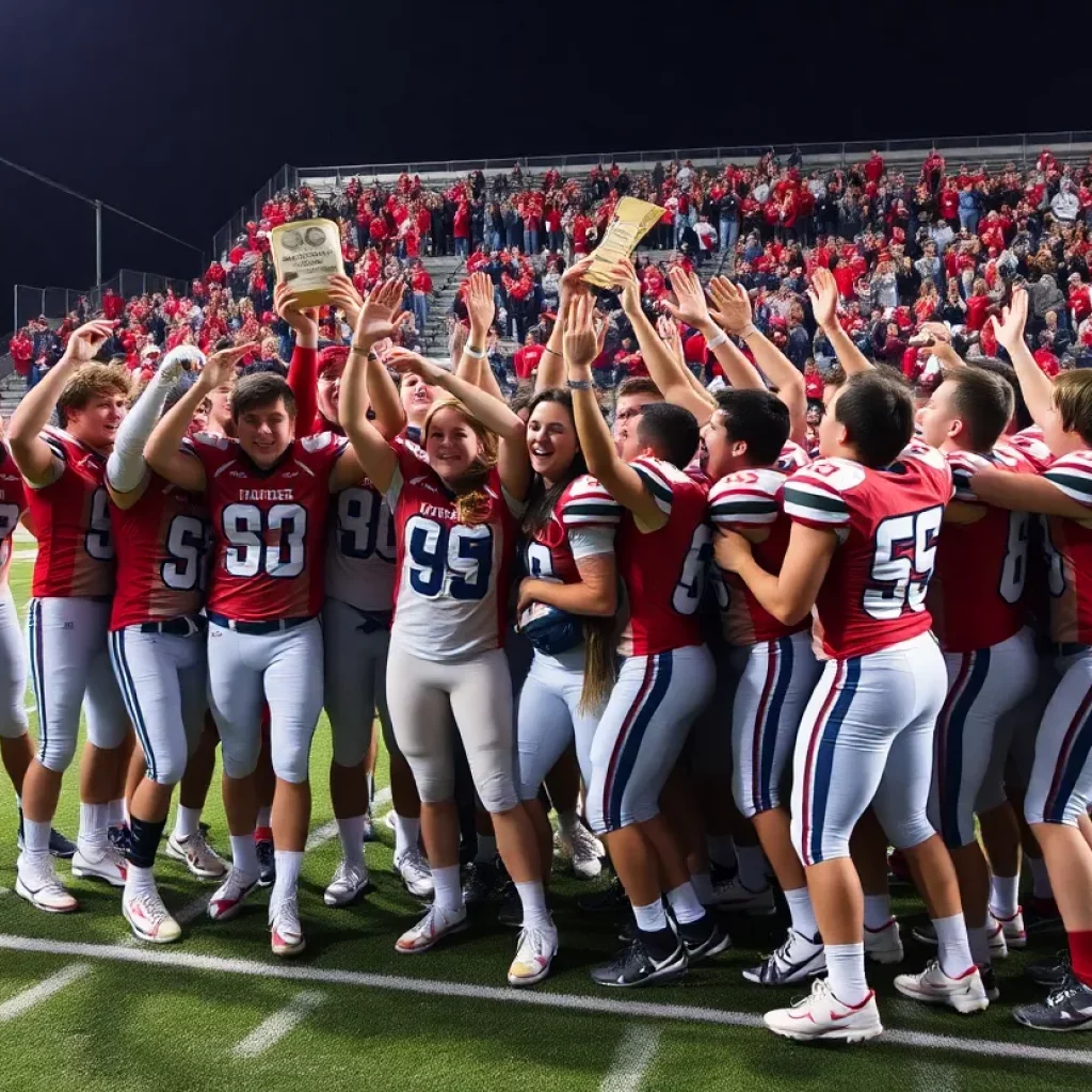 Millikan High School football team celebrating their league title win