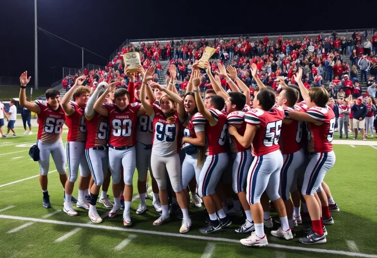 Millikan High School football team celebrating their league title win