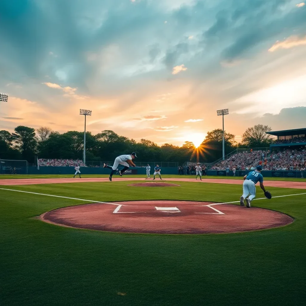 High school baseball players in action on a field.
