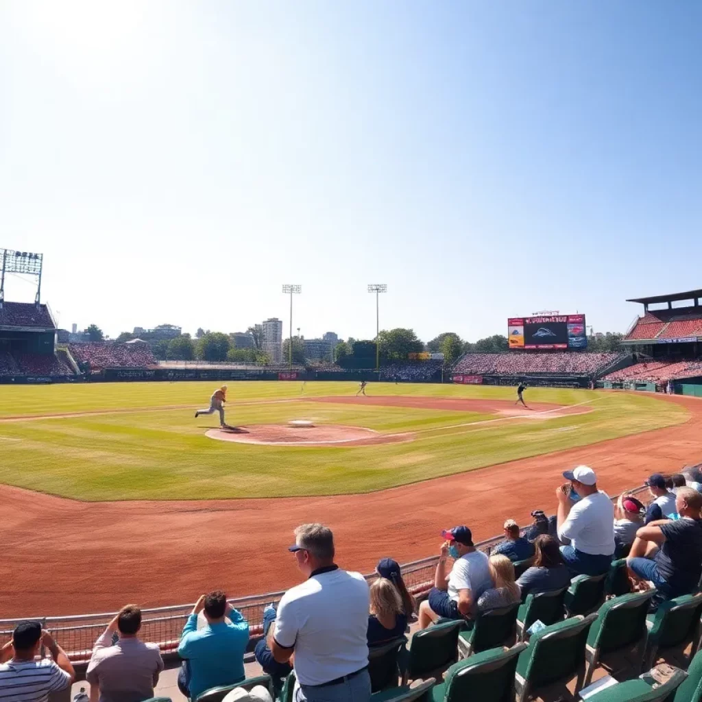 Players in Minnesota high school baseball game