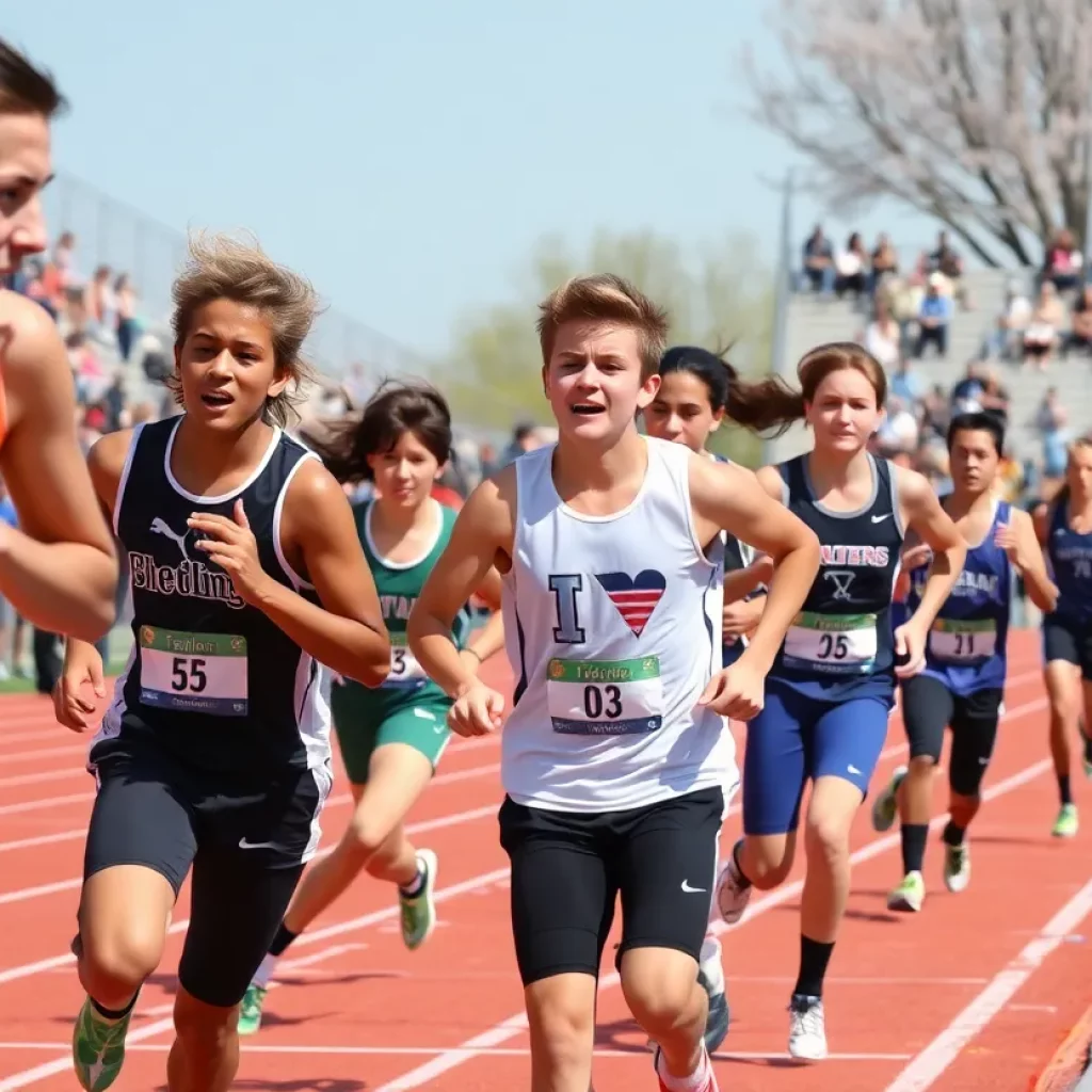 High school athletes competing in track and field events