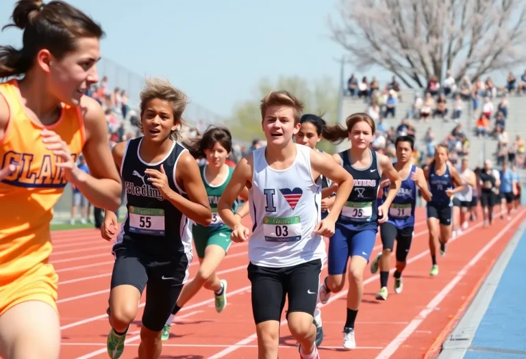 High school athletes competing in track and field events