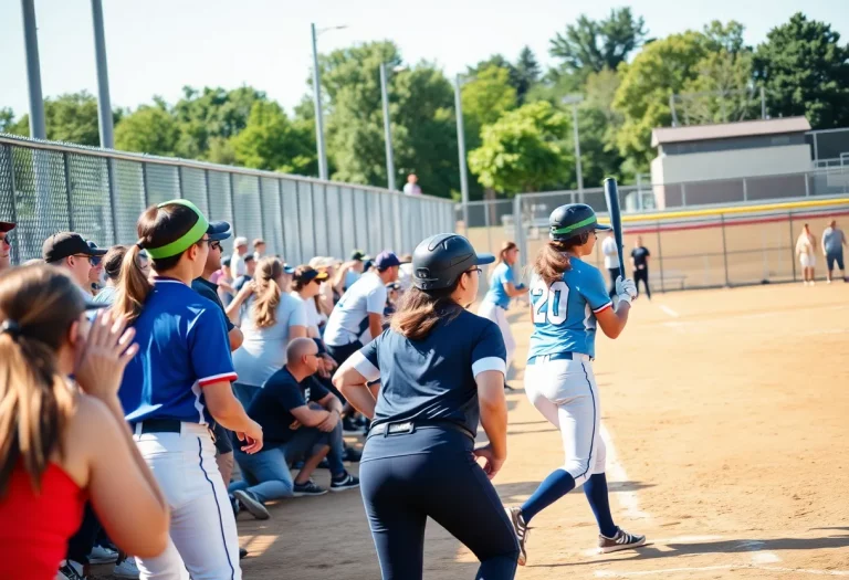 High school softball game in Missoula with players in action.