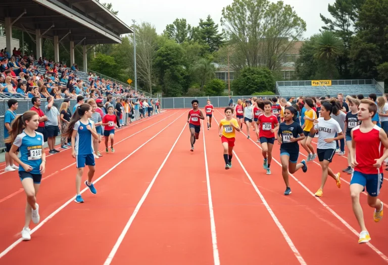 High school athletes competing in track and field events in Montana