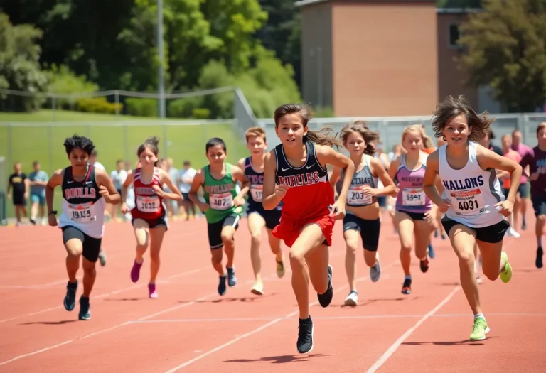 High school athletes competing in track and field events