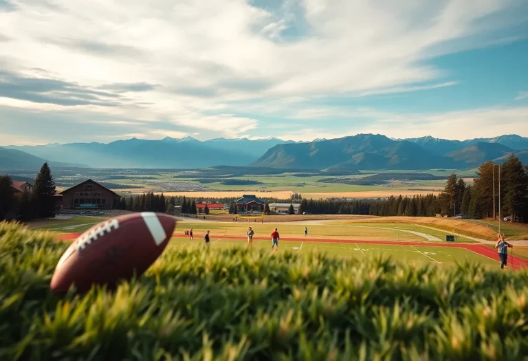 Scenic view representing Montana with football elements