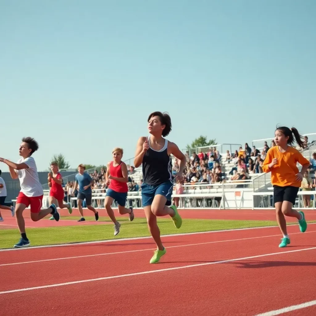 High school athletes training for track and field events in Montana