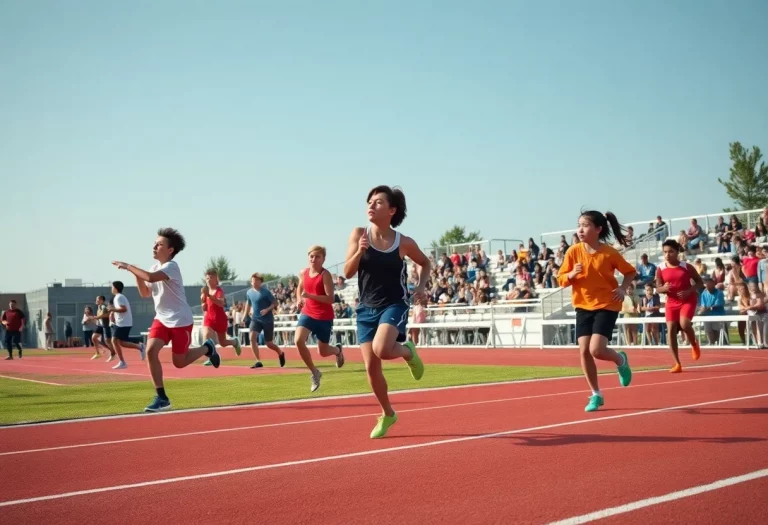 High school athletes training for track and field events in Montana