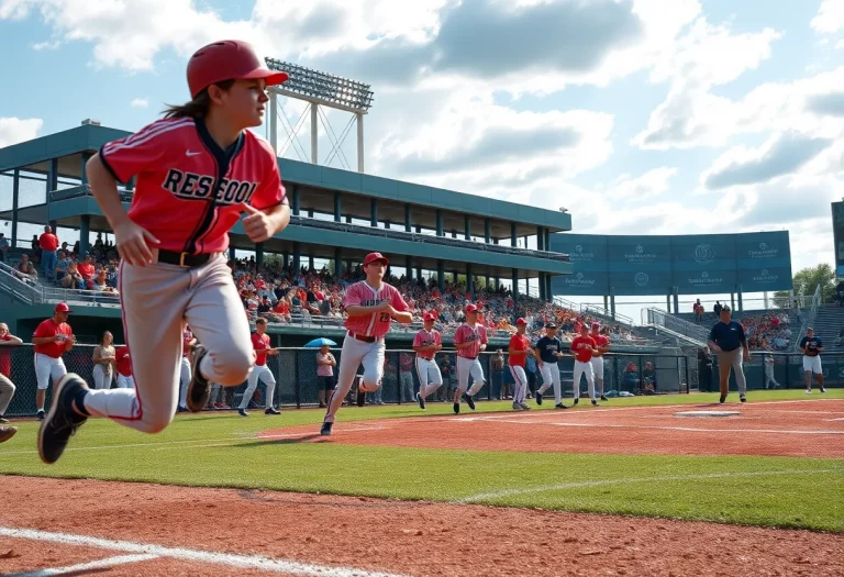 High school baseball players in action during a game.